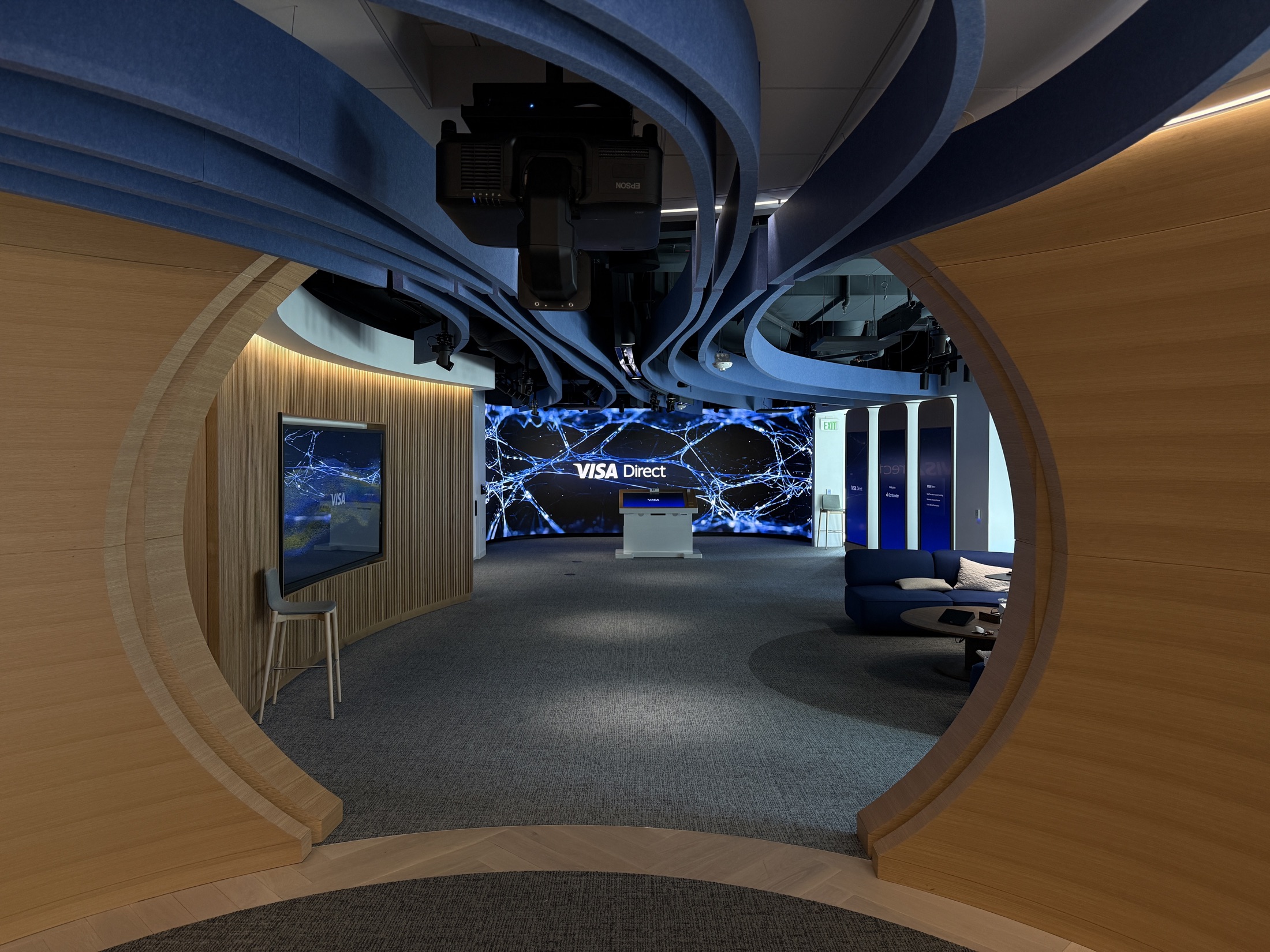 'Oculus' entrance to the Innovation Center, activated by guests and showing the path or customer journey through the exhibits.